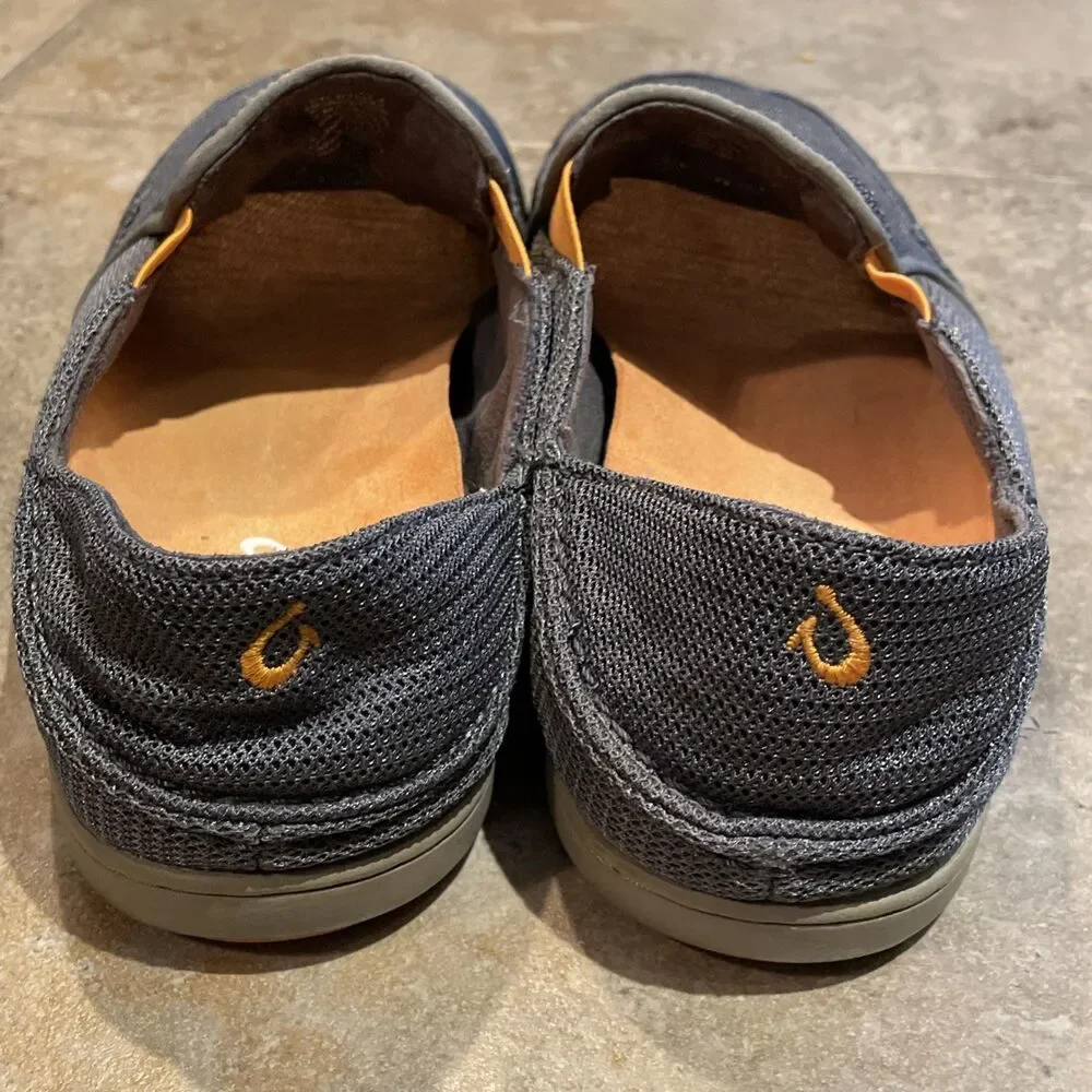 OluKai Nohea Mesh Slip-On Shoes Fog Gray Mens Size 8 EU 41 Fold-Down Heel